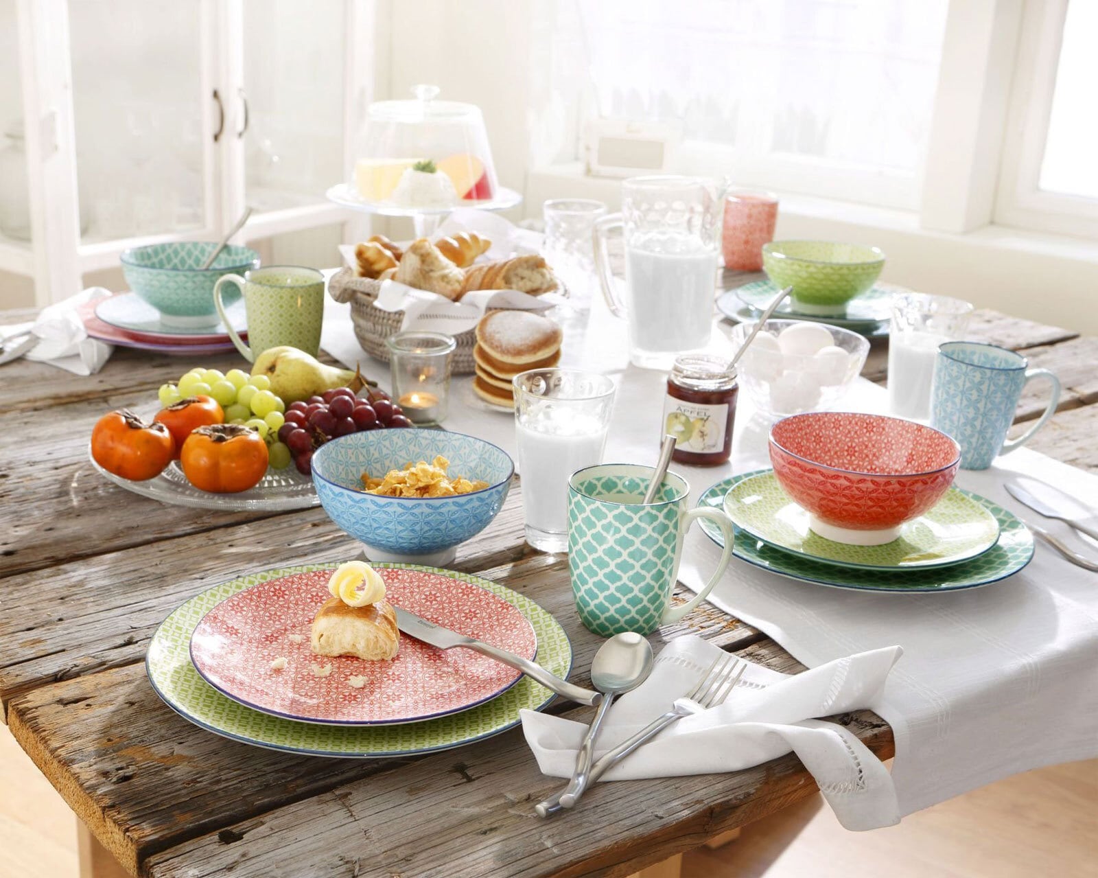 CreaTable Kaffeebecher MEDITERRAN 4er Set - je 300 ml rot