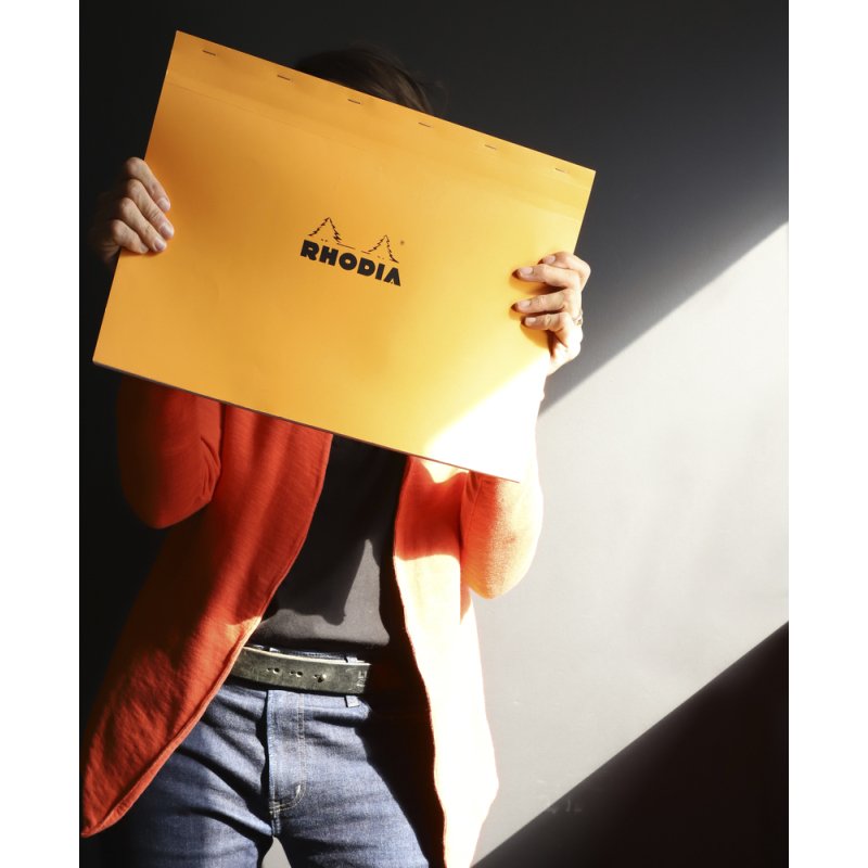Bloc de bureau Rhodia 42 x 29,7 cm agrafé orange n°38 - 5 x 5 - 80 feuilles