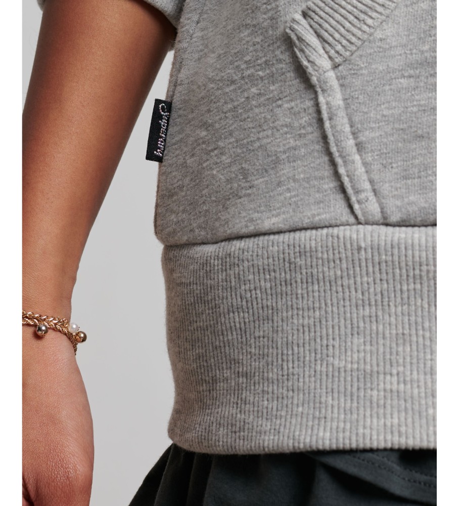 Moletom com capuz Superdry com logo gráfico em relevo na cor cinza.