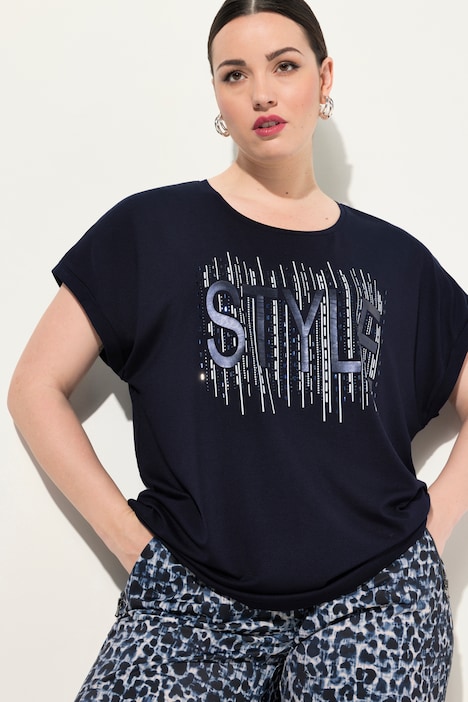 T-Shirt, Ziersteinmotiv, Oversized, Rundhals, Halbarm