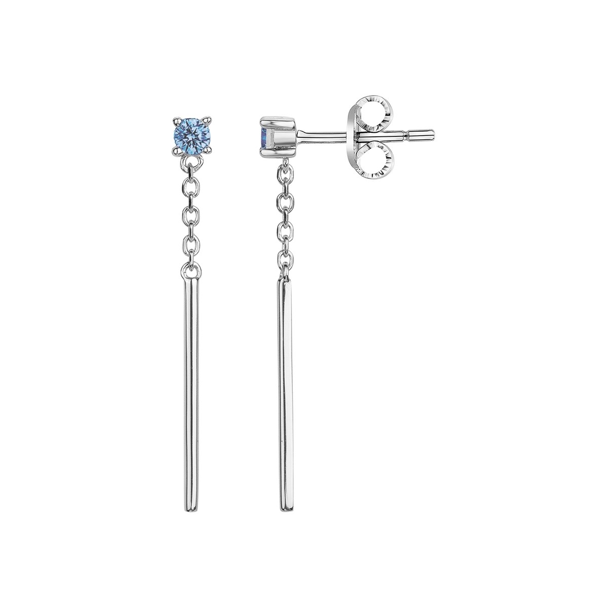 Boucles d'oreilles pendantes en Argent avec spinelle bleu topaze