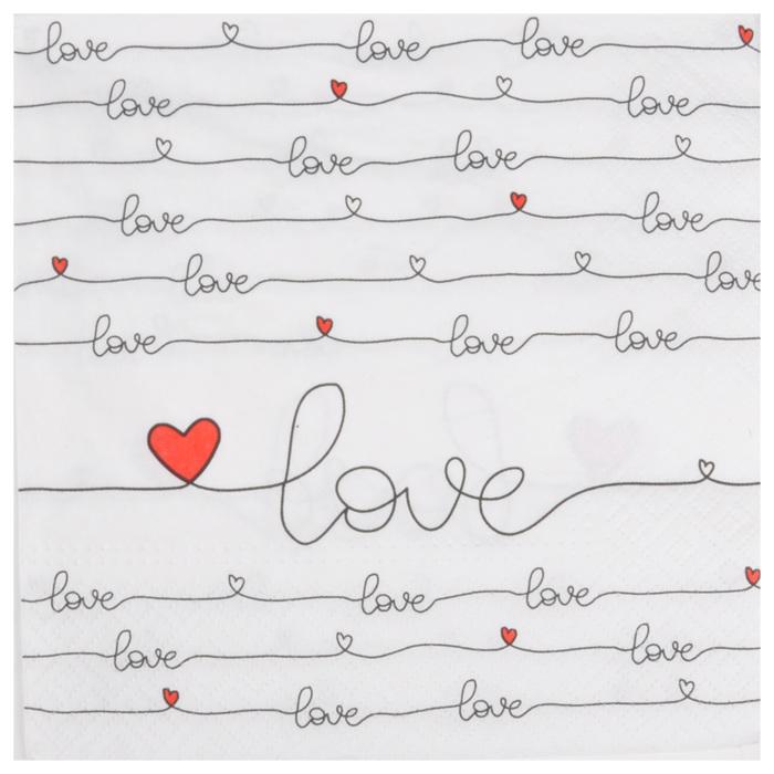 SET 20 SERVIETTES 3 PLIS LOVE 33X33CM