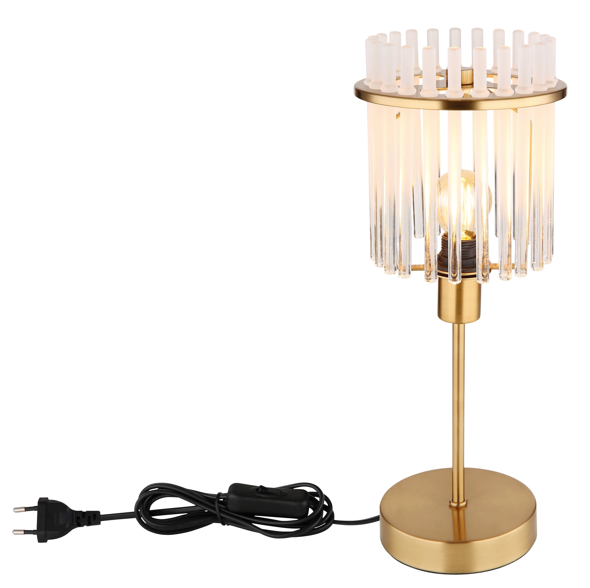 GLOBO Retrofit Tischlampe GORLEY 37 cm goldfarbig /opal