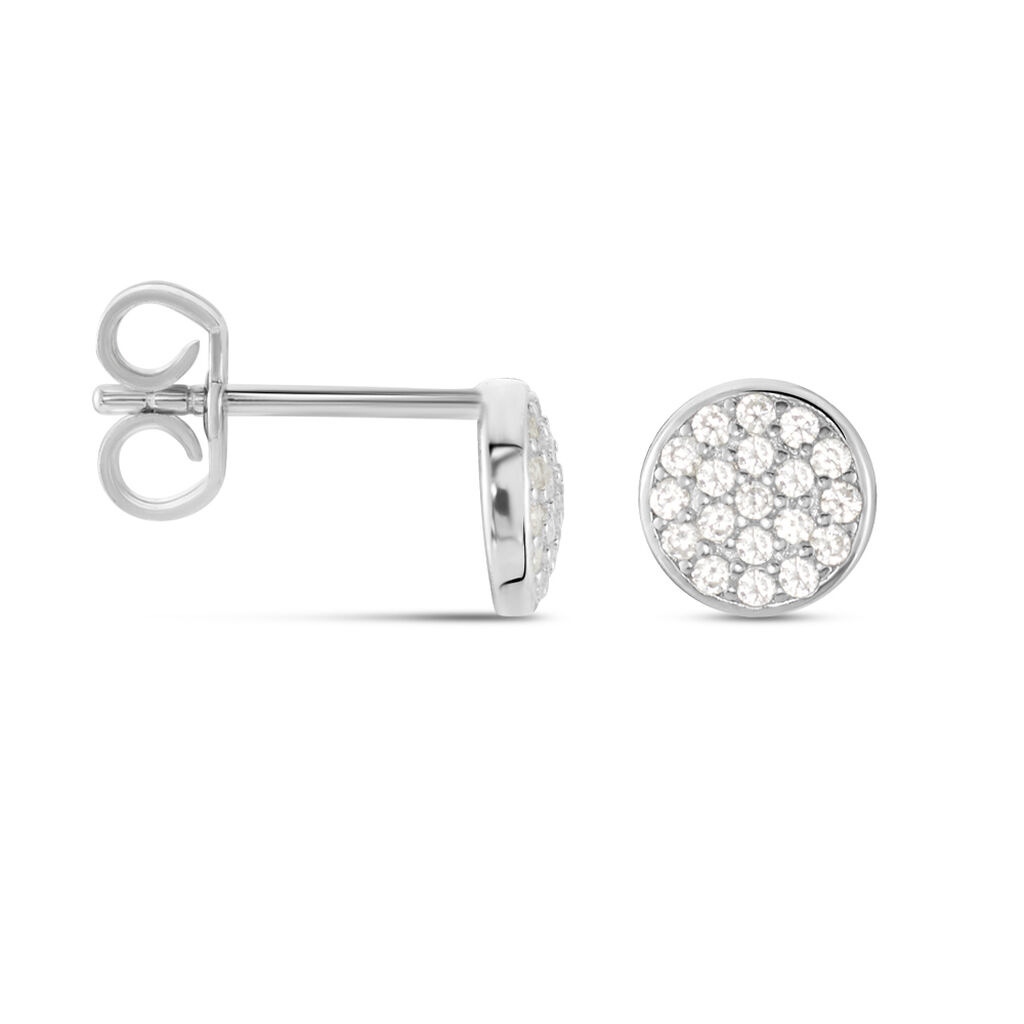 Boucles D'oreilles Puces Argent Blanc Victorin Oxydes De Zirconium