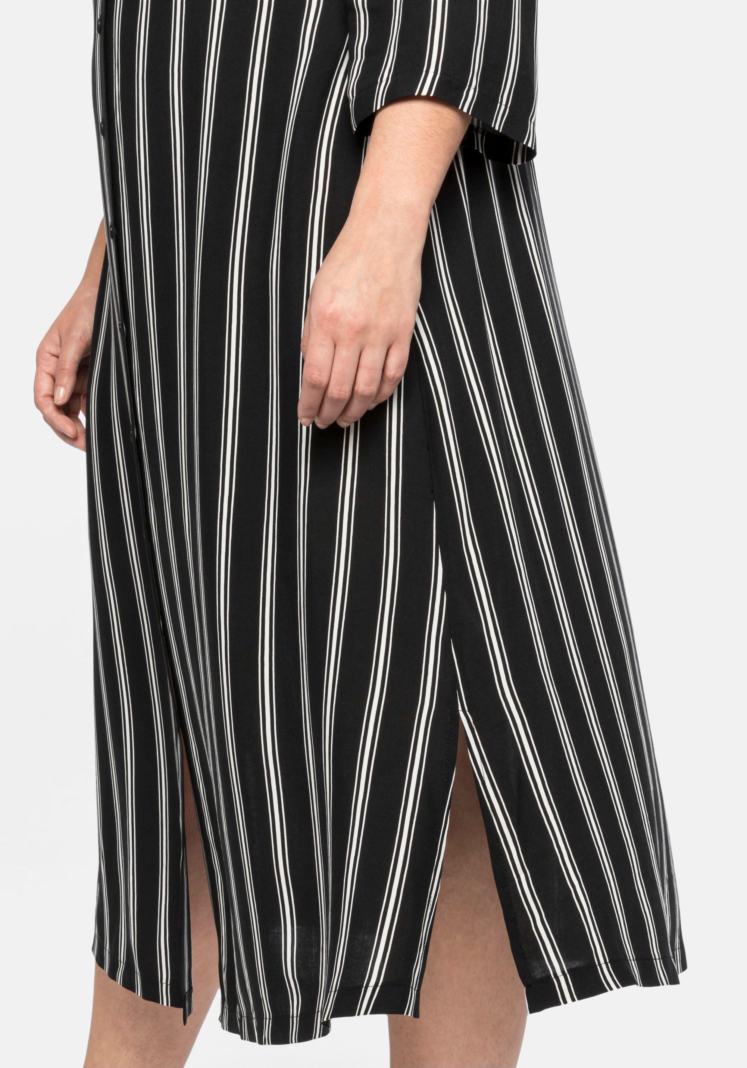 Hemdblusenkleid mit 3/4-Ärmeln und Streifenprint