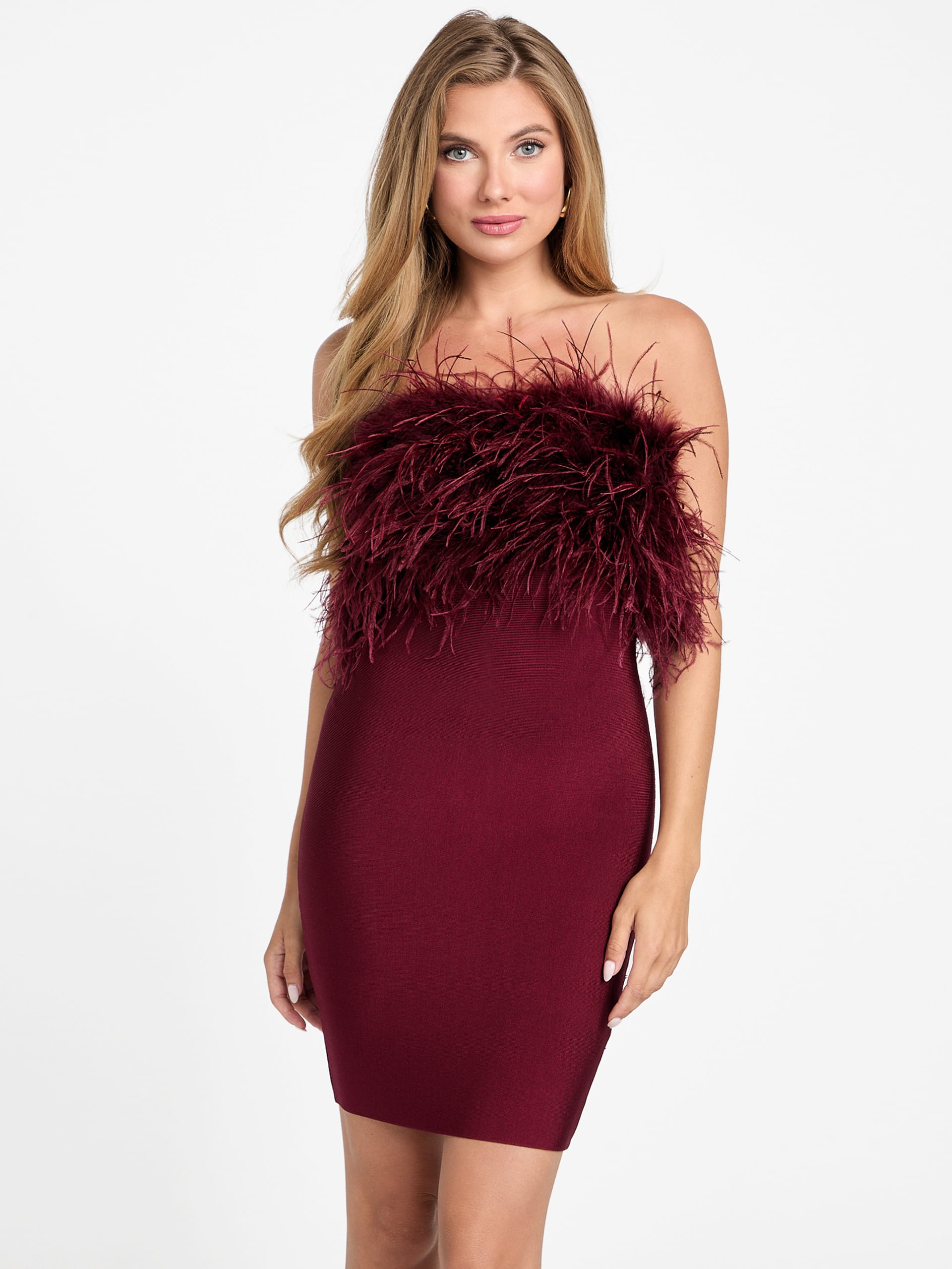 Vestido Evita com Bandagem de Penas