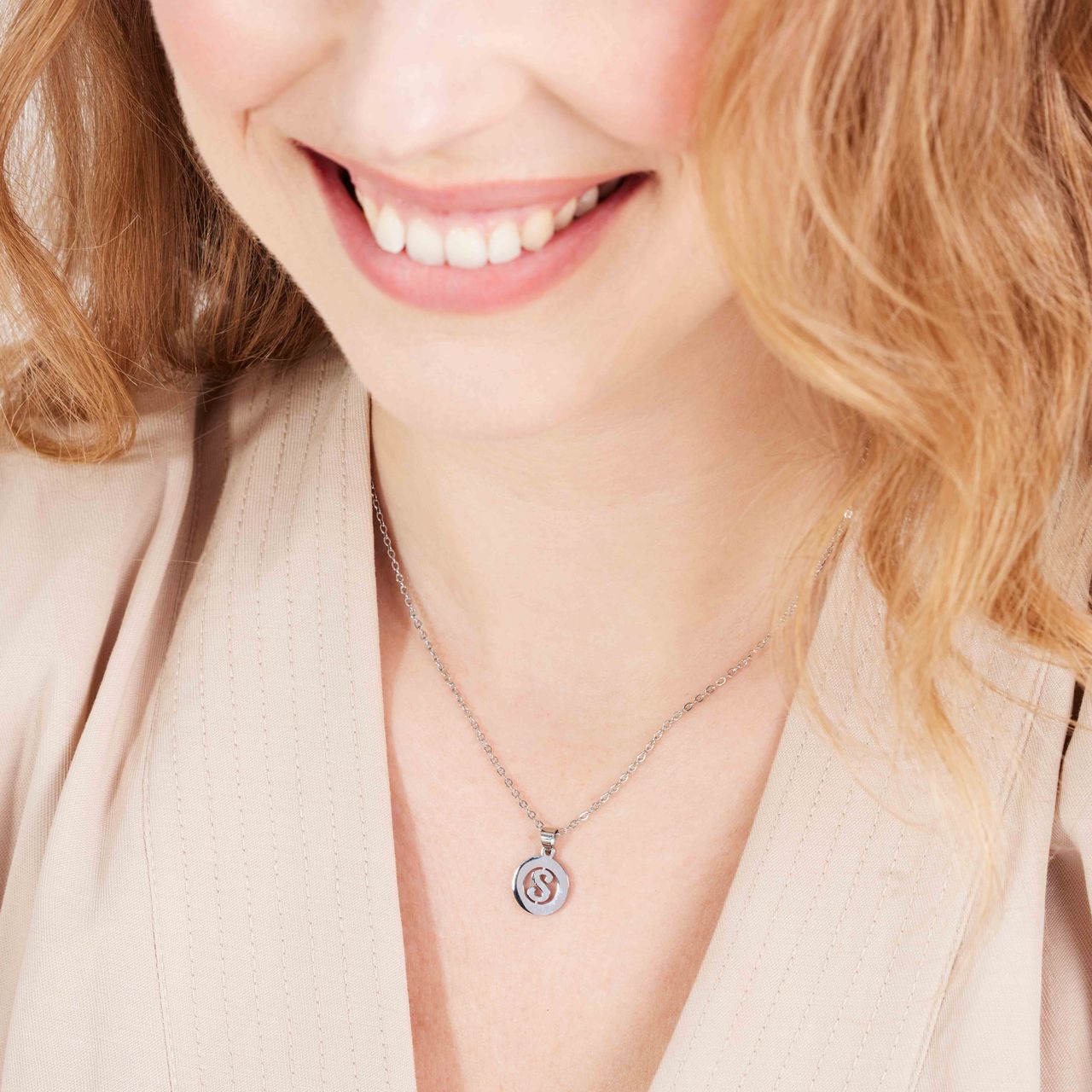 Stalen ketting met letter - S