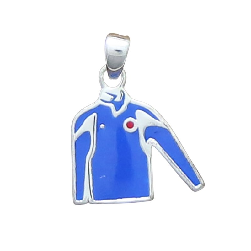 Pendentif rugby : le maillot de rugby émaillé - Argent massif
