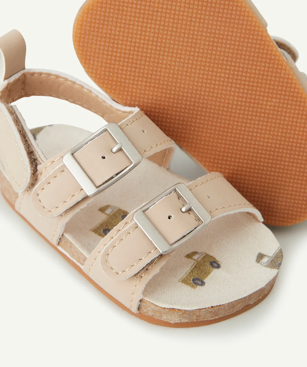 CHAUSSONS STYLE SANDALES BÉBÉ GARÇON BEIGES AVEC BOUCLES