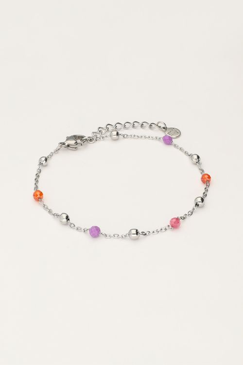 Armband met roze en paarse kralen