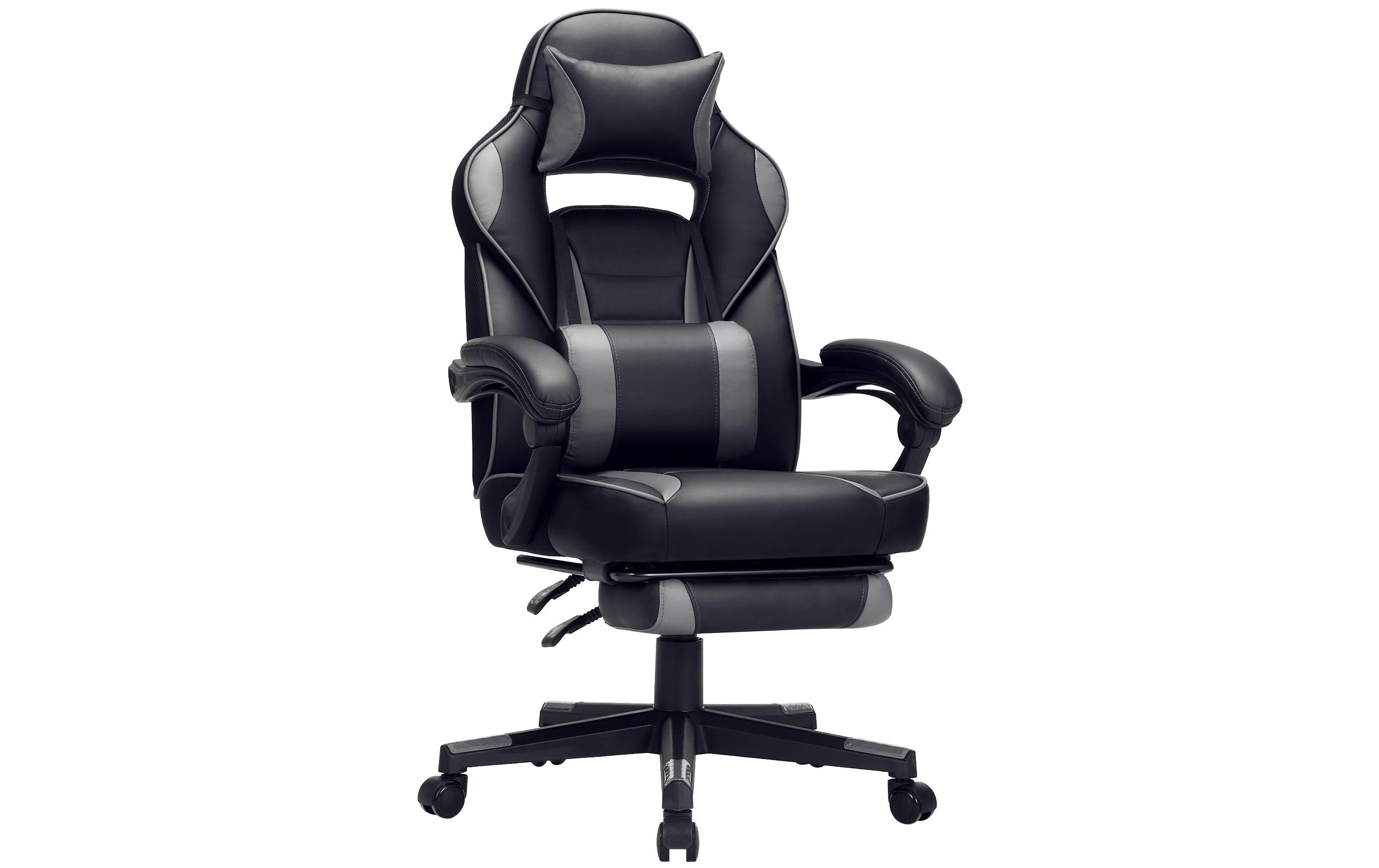 Bürostuhl mit neigbarer Rückenlehne, Schwarz / Grau<br>Ergonomischer Gamingstuhl