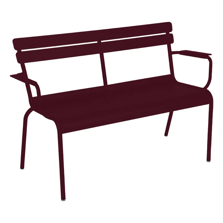 Fermob - Luxembourg Gartenbank mit Armlehne 2-Sitzer, schwarzkirsche