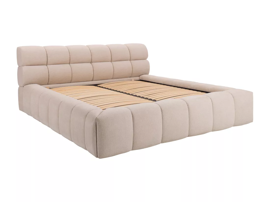 Lit coffre 180 x 200 cm - Tissu - Beige + Matelas - FORVIK II de Pascal Morabito