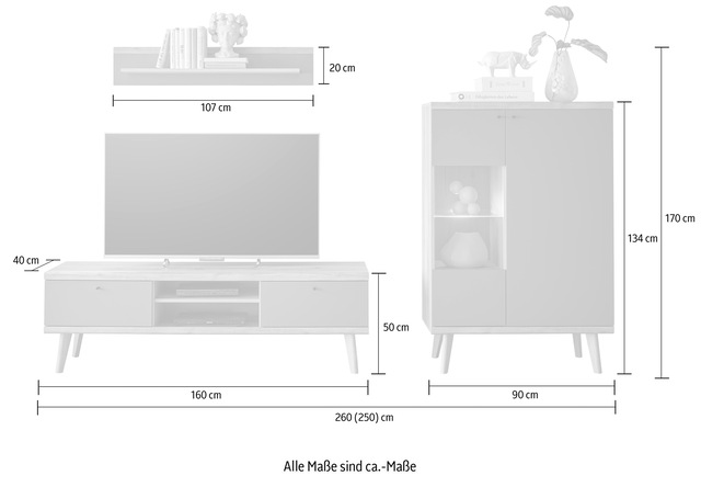 INOSIGN Wohnwand »MAVAS« Set, 3 Stk. tlg.