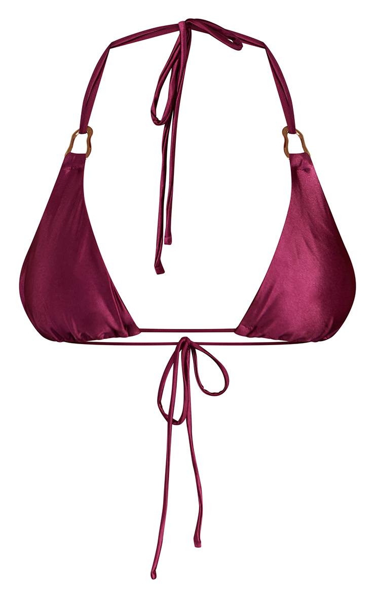Violet Haut De Bikini Triangle Avec Finition Brillante Et Détail Charm