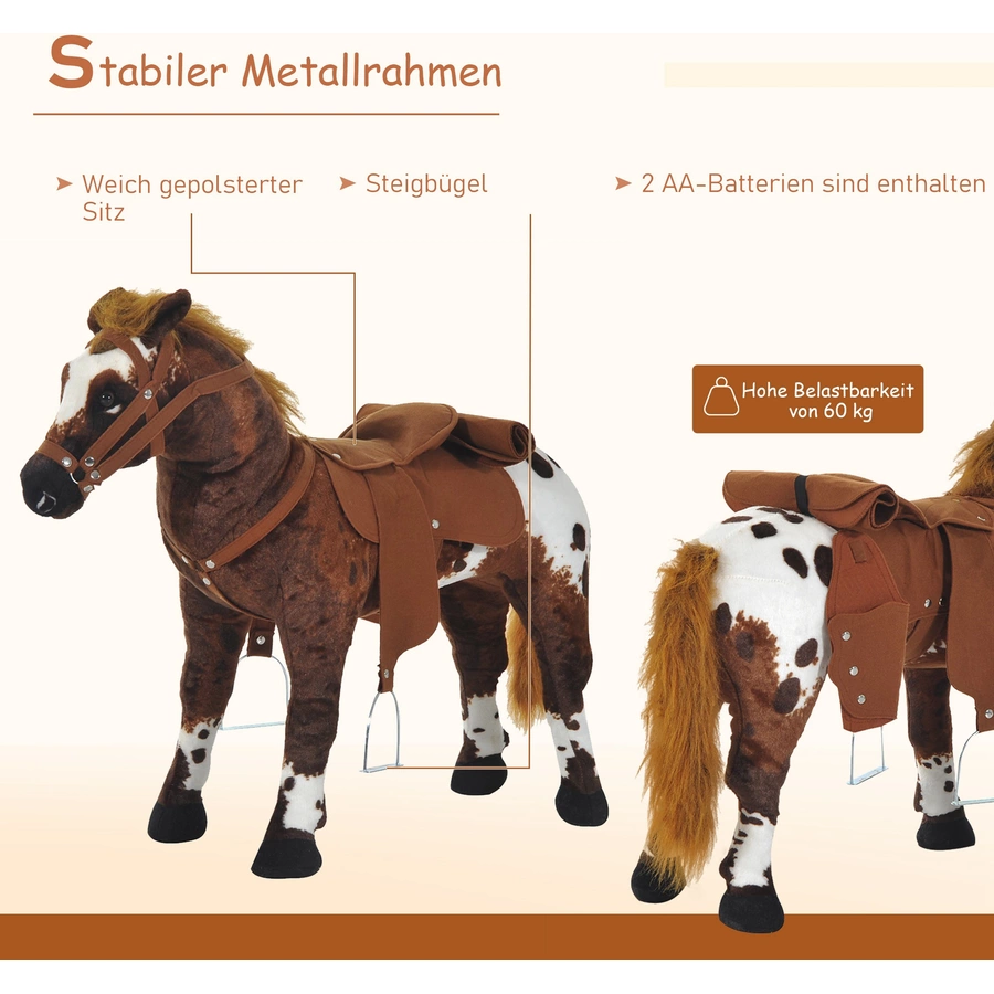 HOMCOM Kinder Reitpferd braun