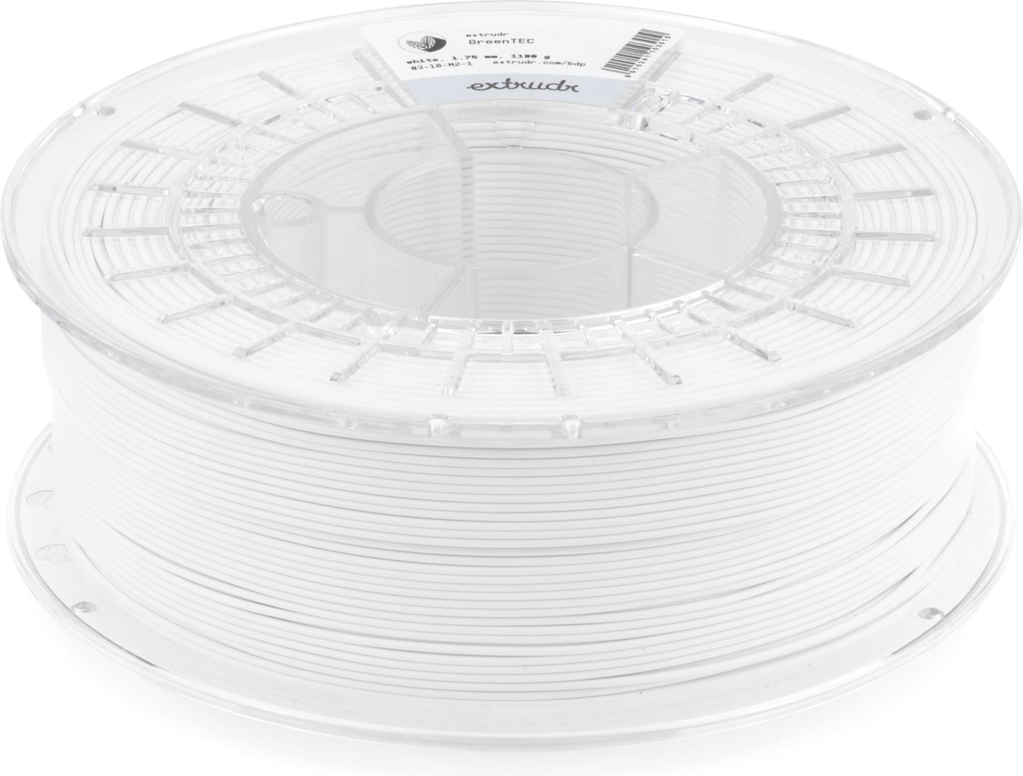 Extrudr  Green-TEC Weiß, 1,75 mm / 1100 g    Hochleistungsmaterial mit biologisch-organischer Zusammensetzung