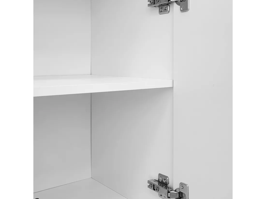 Buffet 120x80.8x37.5cm, buffet en forme de larme avec 4 portes profilées et charnière tampon, blanc