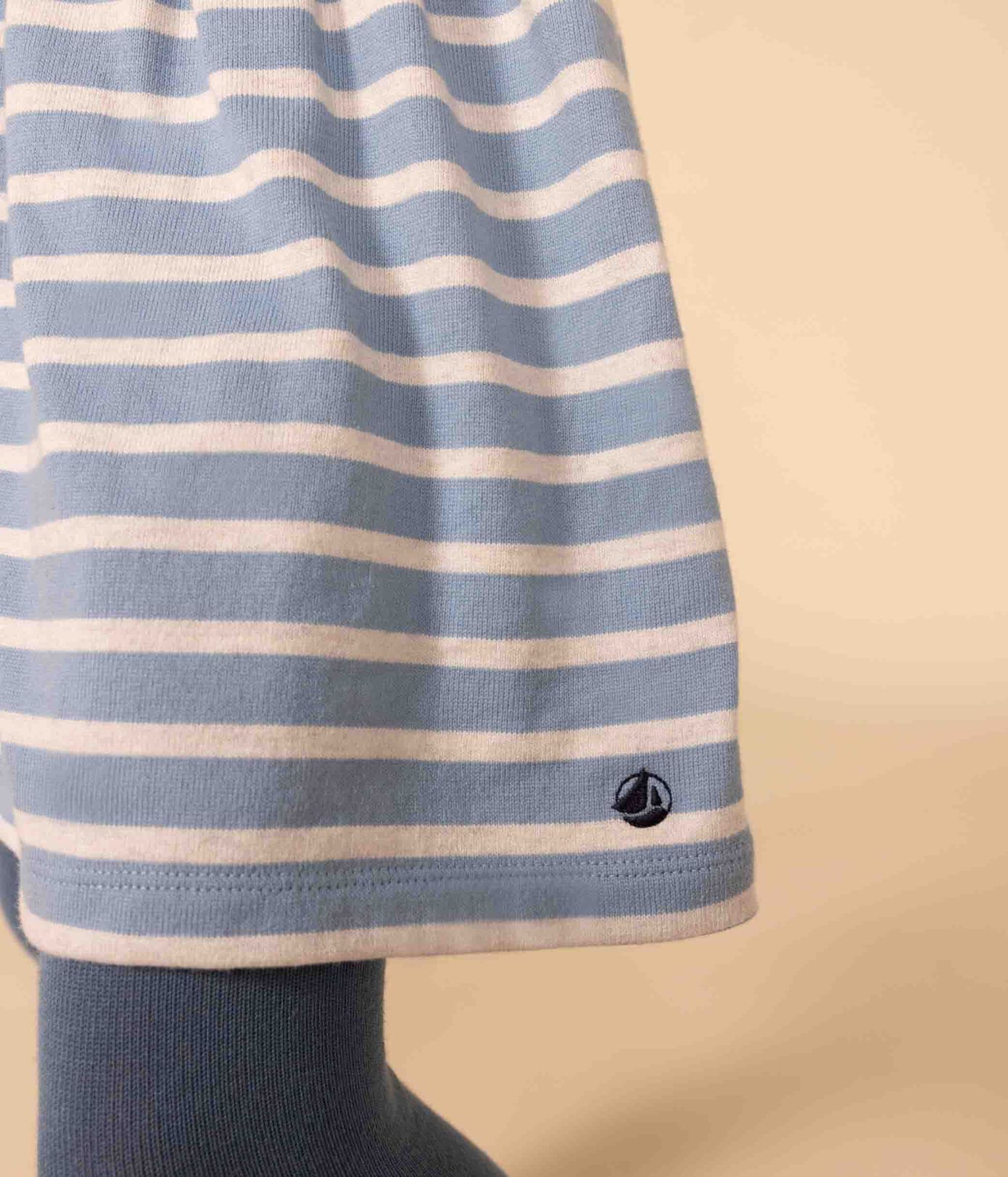 Robe manches longues en coton épais à rayures enfant fille