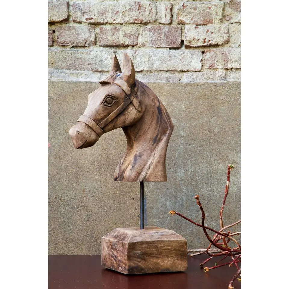 Ornament op voet Horse - Hout - 25x14x48cm