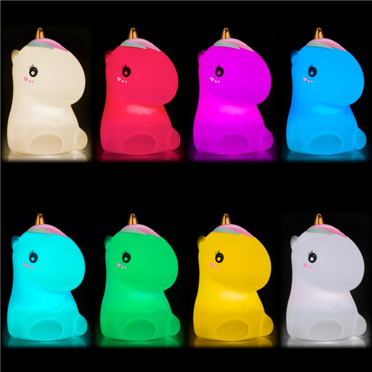 Silikon LED Kinder Nachtlicht USB Kinderzimmer Lampe mit Touch Sensor / Farbwechsel (61649) - Einhorn