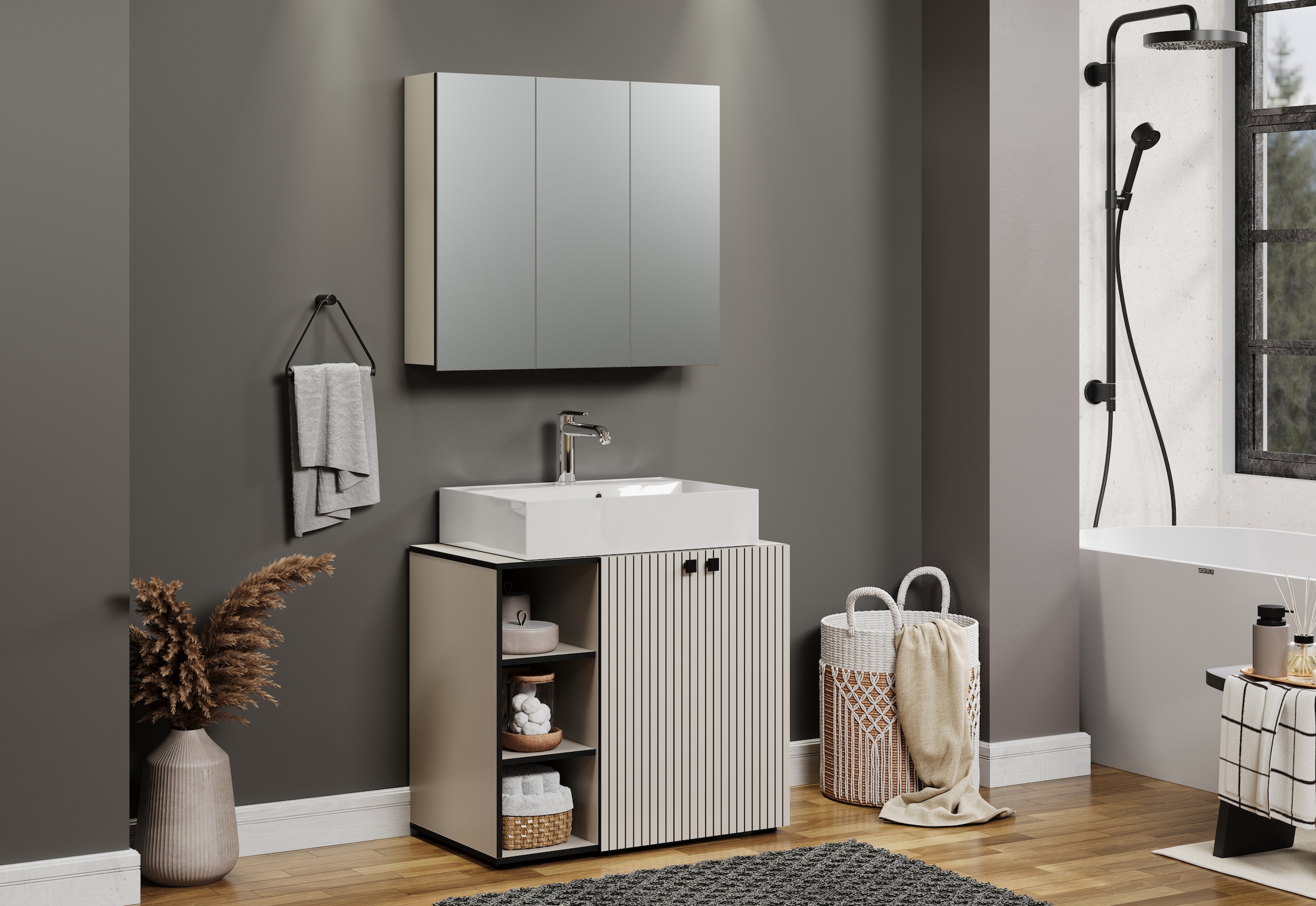 welltime Badspiegel »Amrum« Wandspiegel mit Ablage - (B/T/H) wahlweise 60 bis 80/14/74 cm