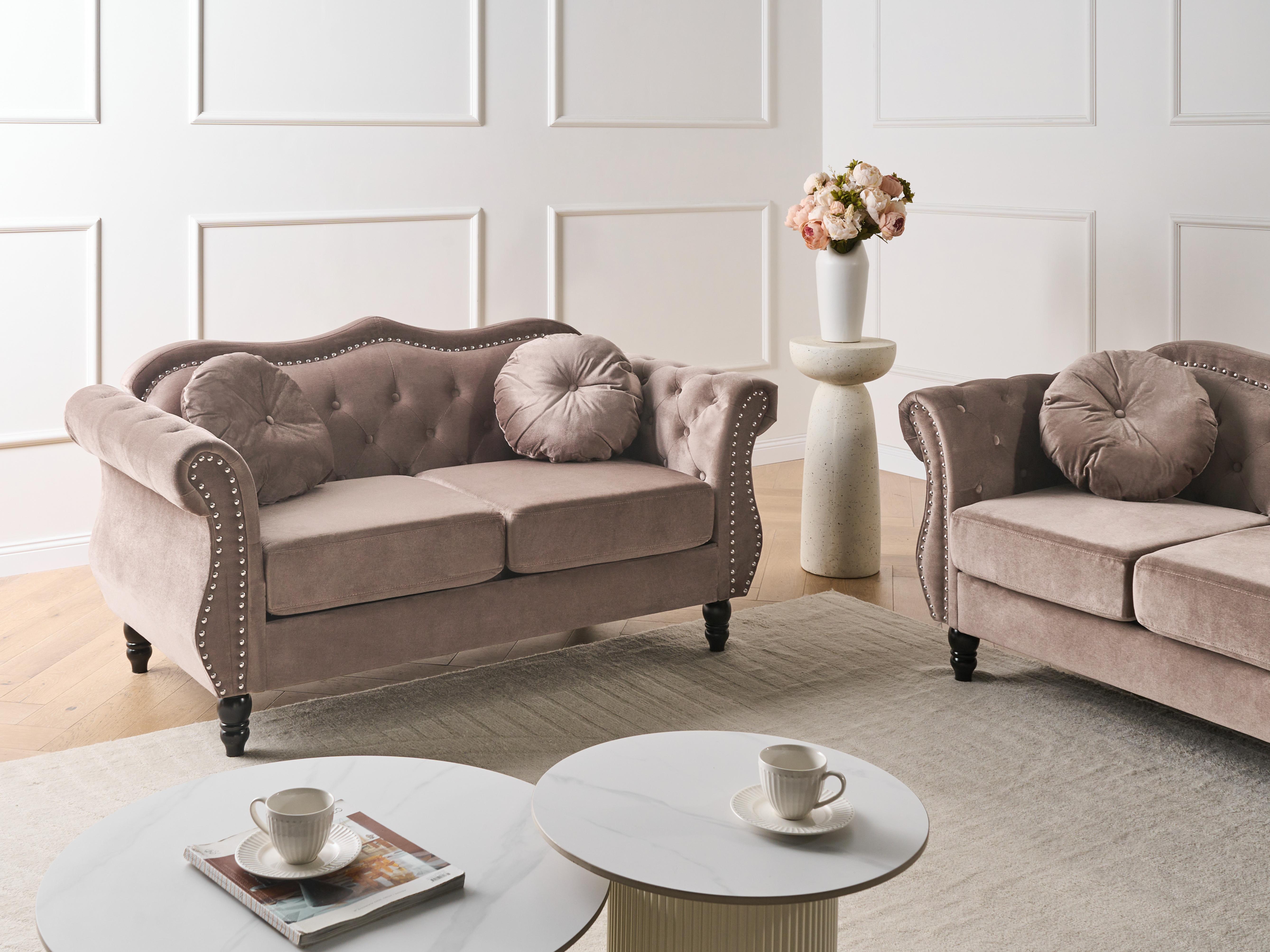 Bank 2-zits SKIEN Fluweel Taupe