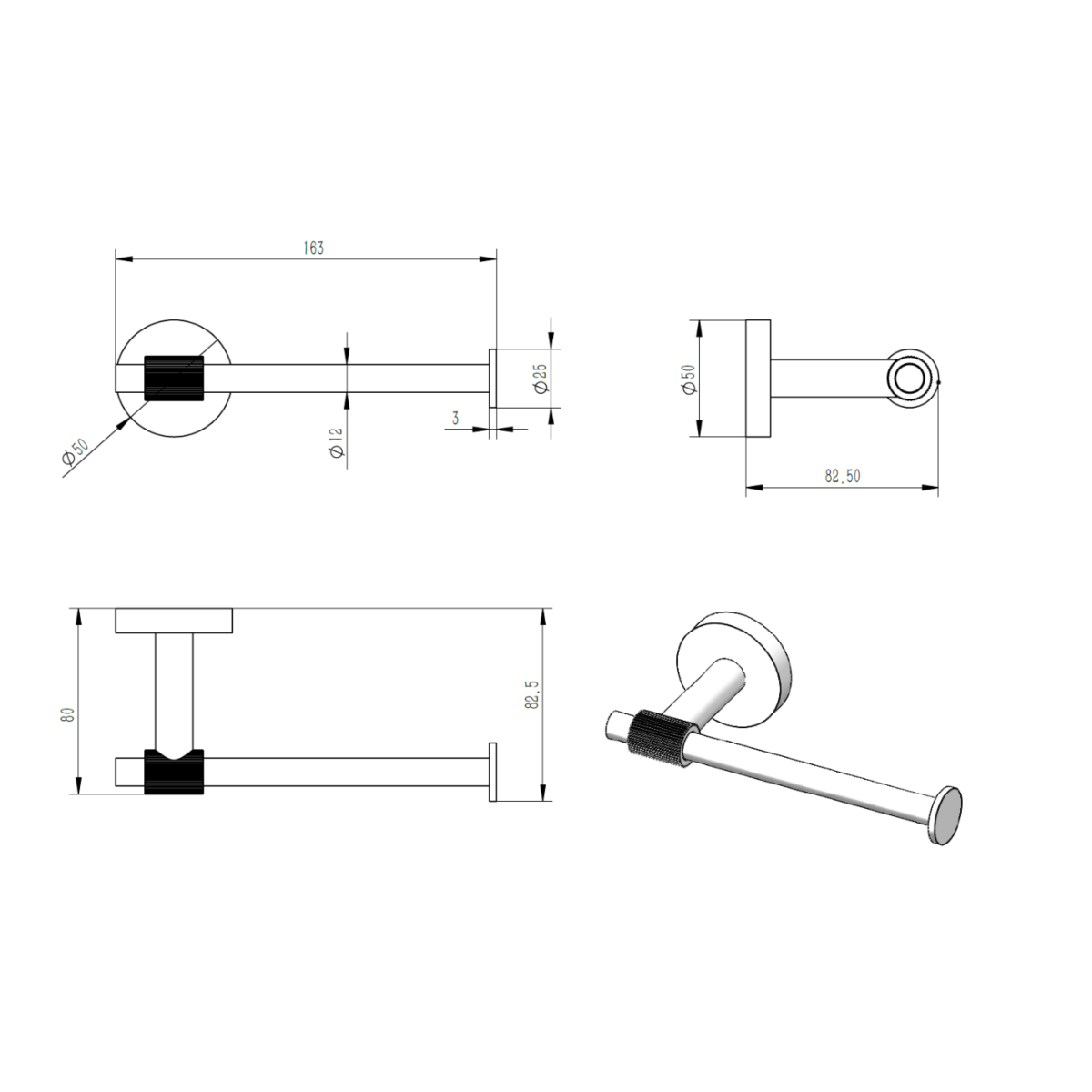 Best Design High End Moya toiletrolhouder gunmetal