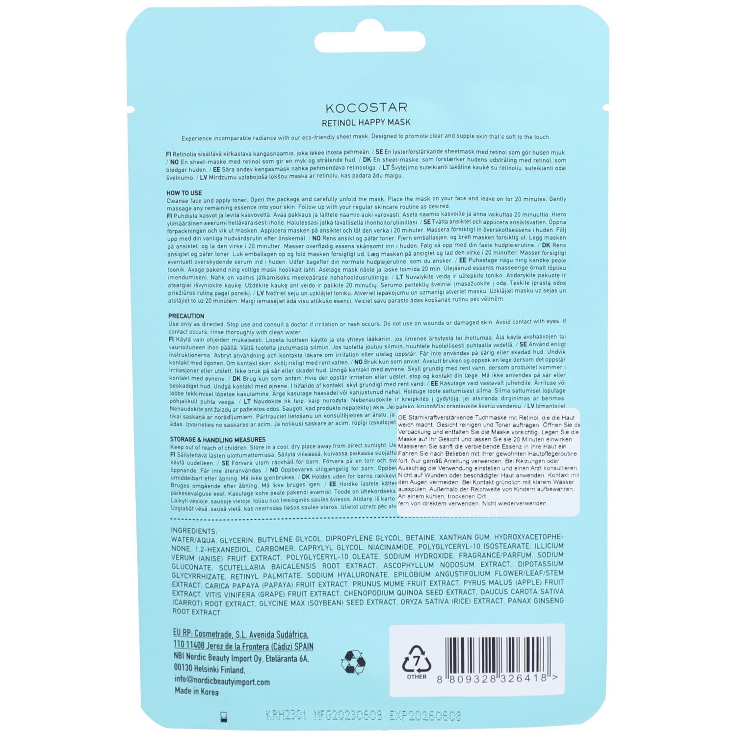 KOCOSTAR Retinol Happy Mask