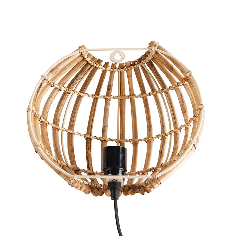 Landelijke wandlamp bamboe half rond - Canna