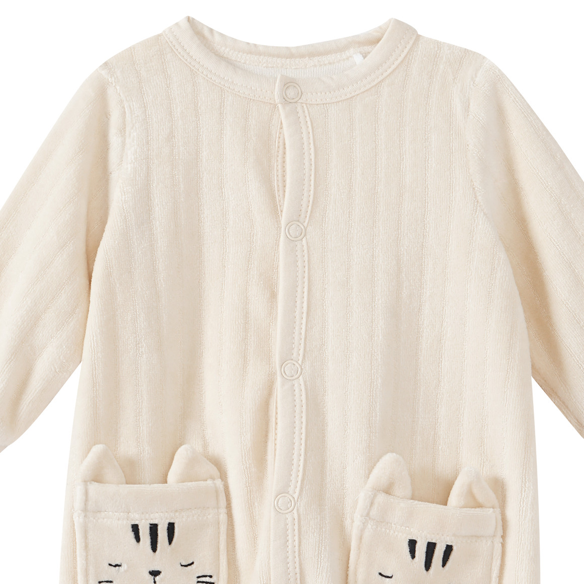 Topomini Newborn Schlafanzug mit Katzen-Motiv cremeweiss