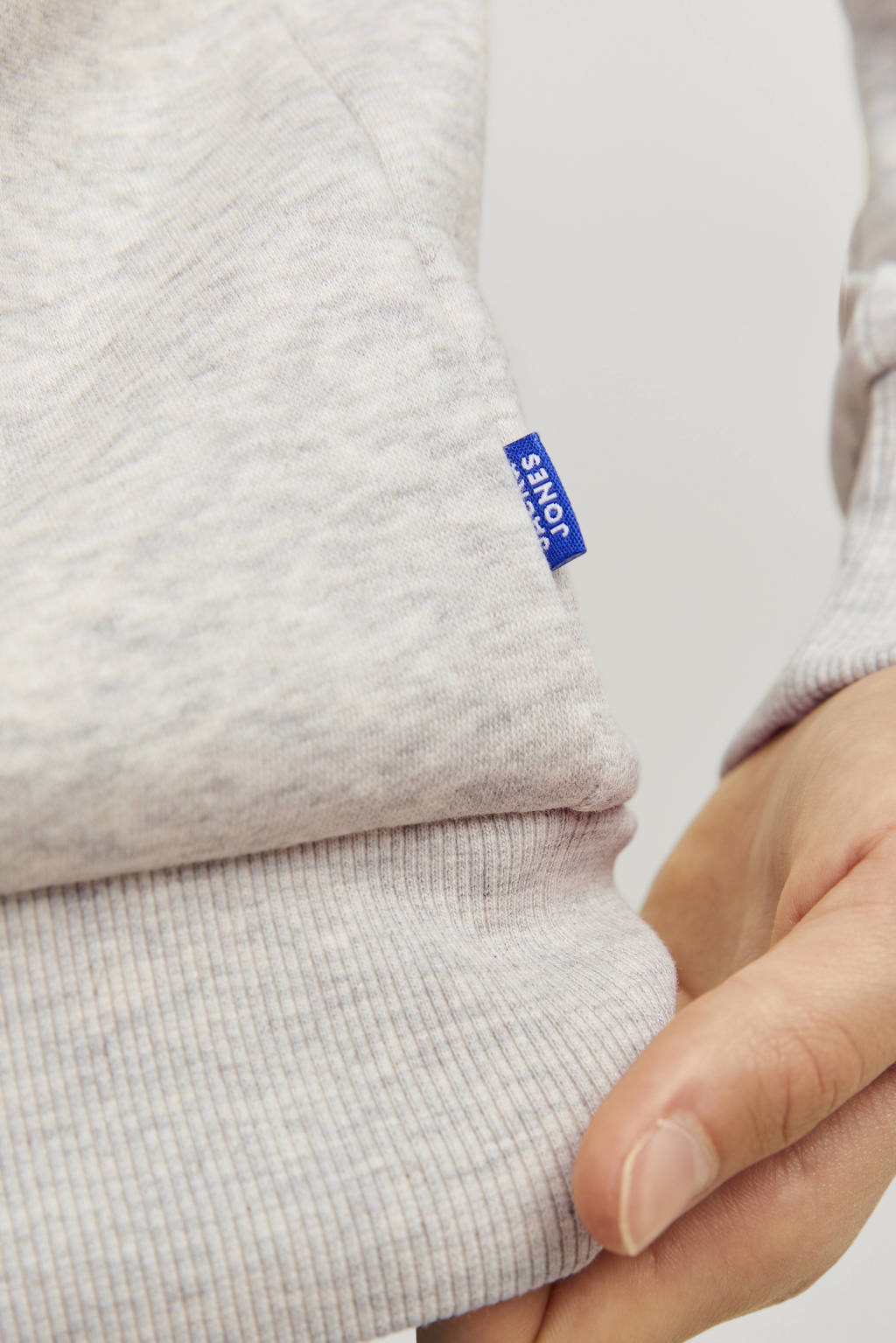 JACK & JONES hoodie JJELOGO met logo wit melange