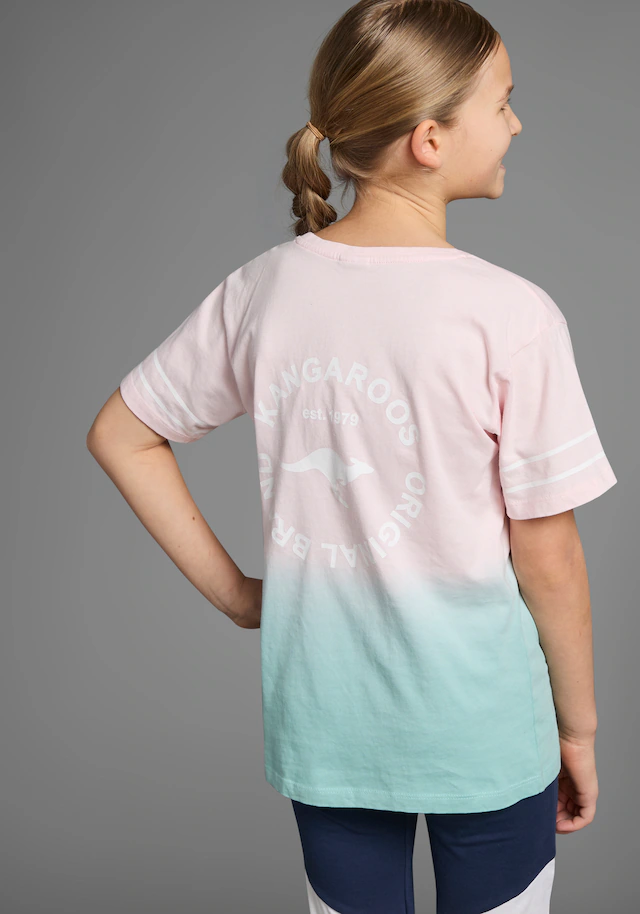 KangaROOS T-Shirt »Kangaroos mit trendigem Farbverlauf«, kurzärmelig,  bequeme Passform,  mit Logodruck,  Rundhalsausschnitt