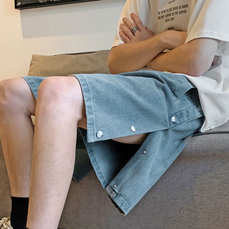 Whyessa - Denim shorts met drukknopen