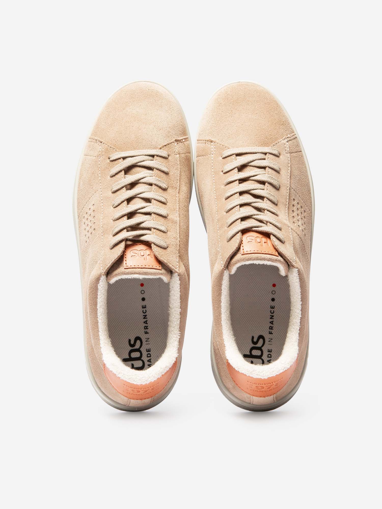 Baskets Homme Fabriquées En France Cuir Velours Beige