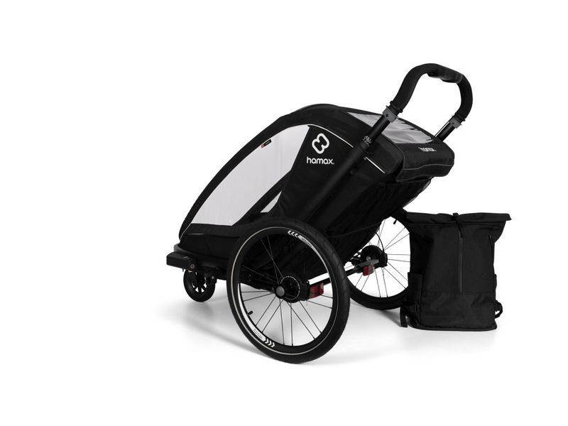 Hamax Veloanhänger Breez Geräumiger Fahrradanhänger für zwei Kinder mit innovativem Faltmechanismus und Federung