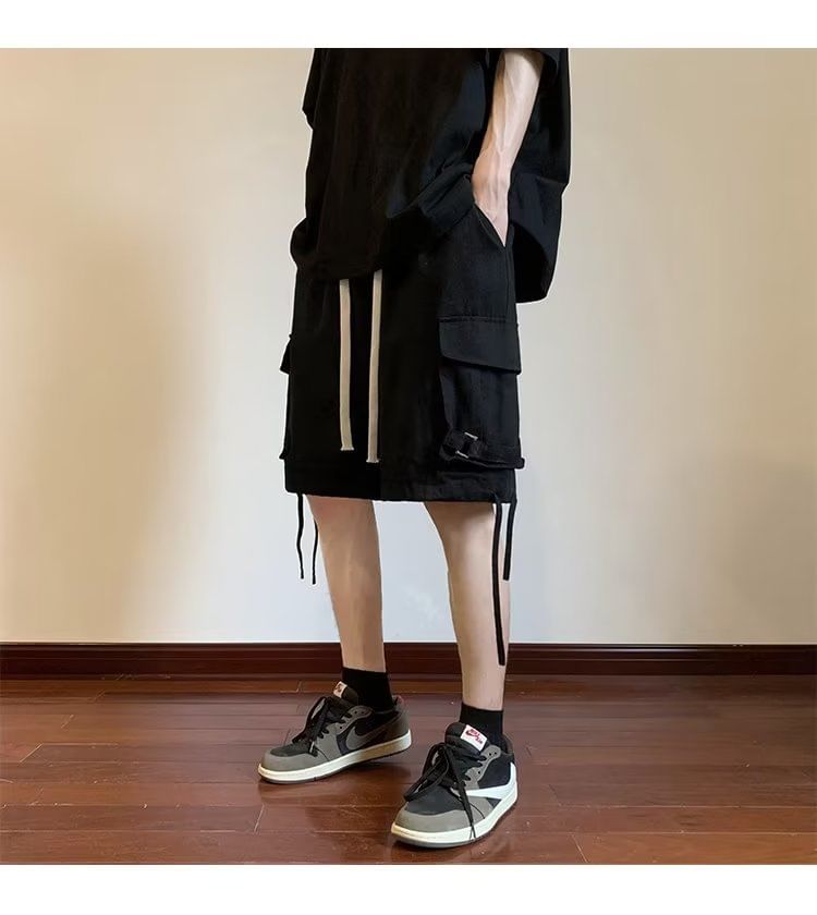 Urtishia - Hoge taille, effen, wijde cargoshorts