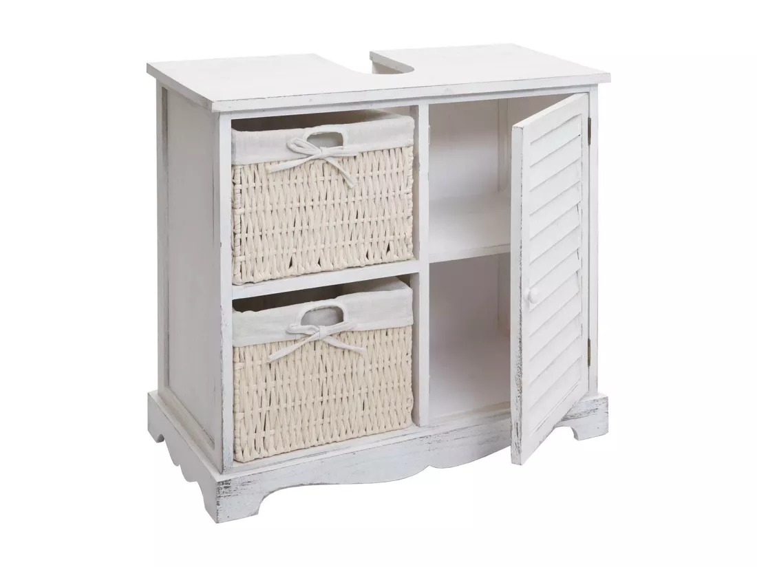Meuble sous-lavabo MCW-H20, shabby blanc