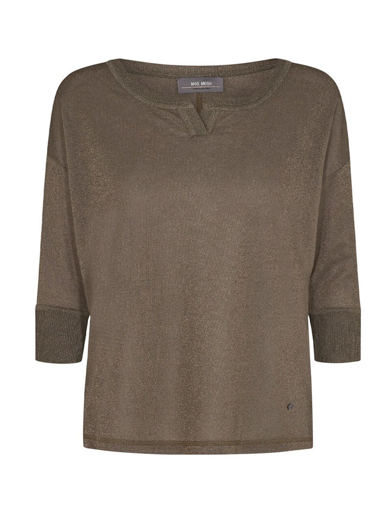 MOS MOSH TOP FEMME KIARA MANCHES MAILLE LUREX 3/4 GRAPE LEAF