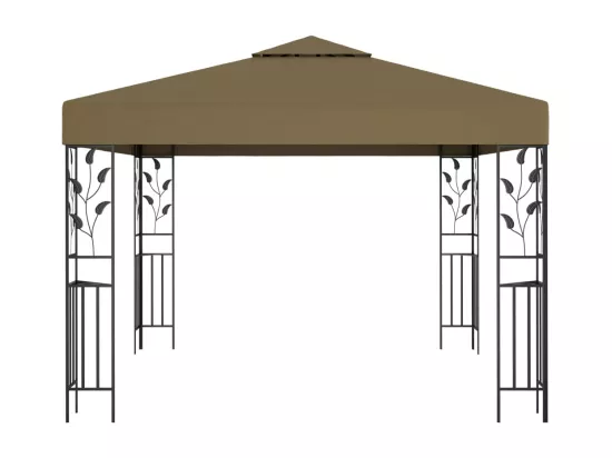 Tonnelle avec guirlande lumineuse à LED 3x3 m Taupe