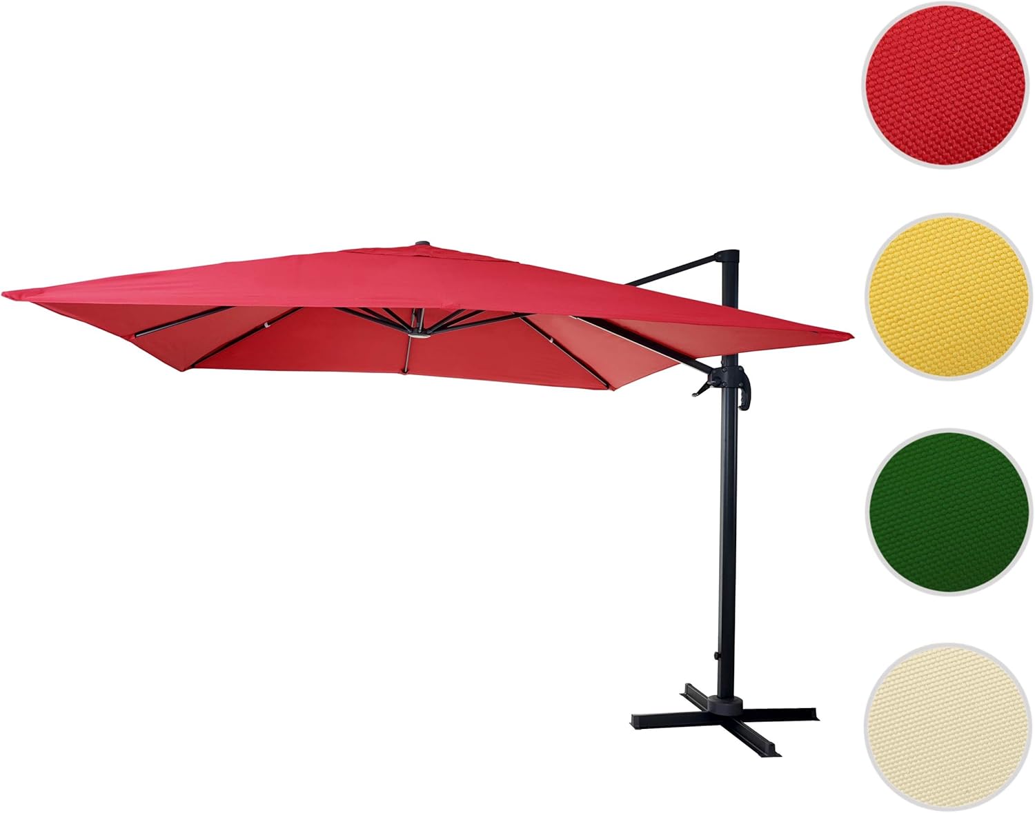 Mendler Gastronomie-Ampelschirm HWC-A96, Sonnenschirm 3x3m (Ø4,24m) Polyester Alu/Stahl 23kg drehbar