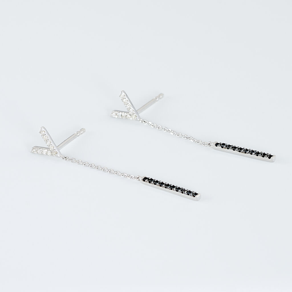 Boucles D'oreilles Pendantes Rachel Or Blanc Diamant