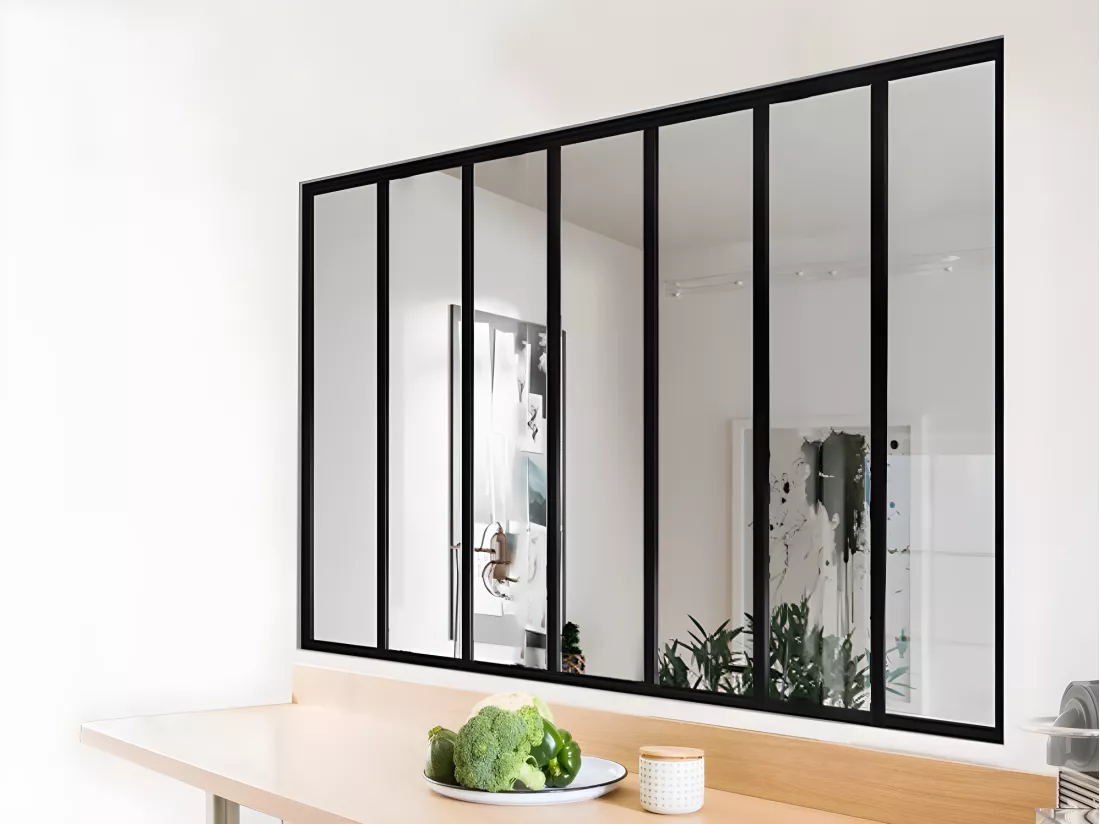 Verrière atelier en aluminium thermolaqué - 210x130 cm - Noir - BAYVIEW