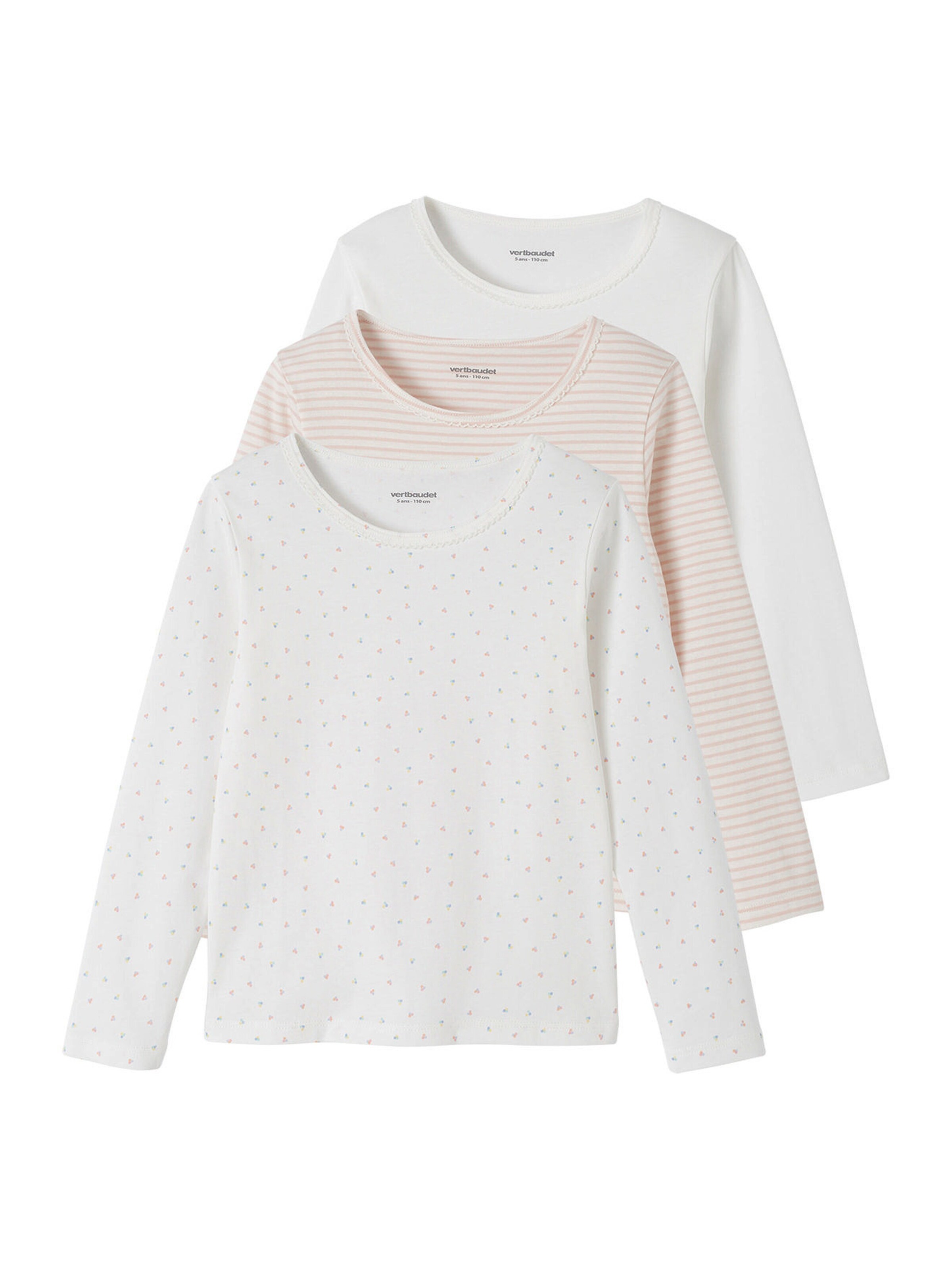 Vertbaudet 3er-Pack Mädchen Shirts BASIC rosa nude