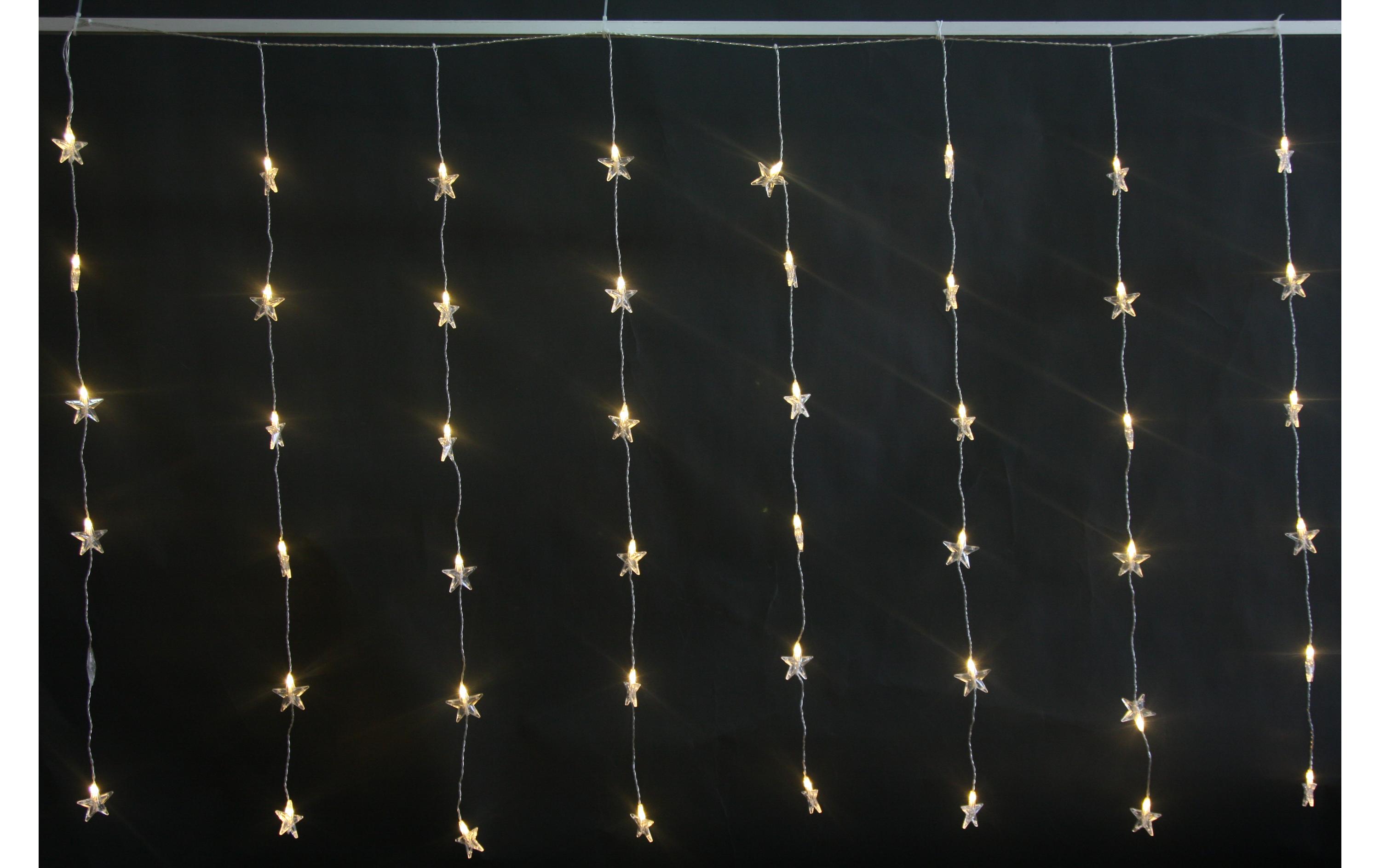 LED-Lichtervorhang mit 8 Strängen, 48 LEDs, 175 x 120 cmLichtervorhang mit Sternen