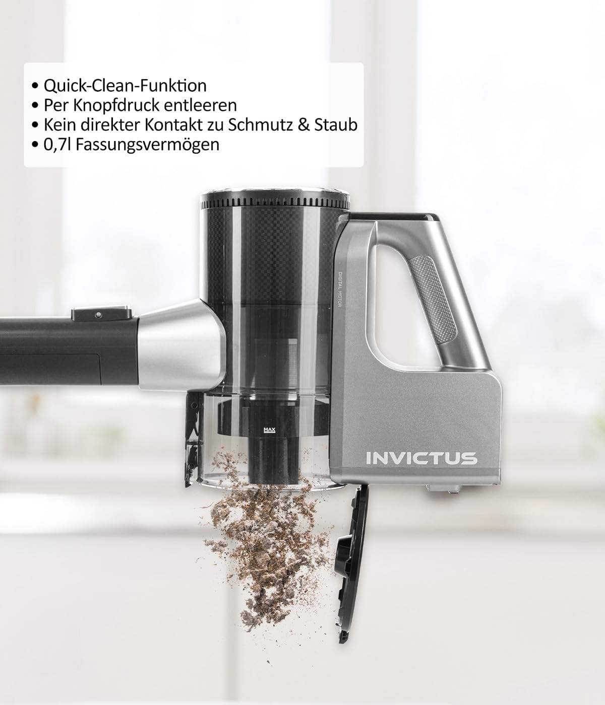 Genius Invictus X6 Ultra Akku Handstaubsauger 16 TLG, Smart Staubsauger mit Staubsensor, 450 Watt, 4 Fach HEPA Filtersystem, Akku Laufzeit bis zu 60 Min, 4 Saugmodi
