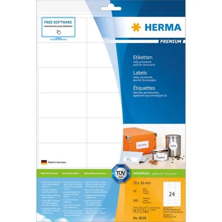 HERMA 8638 Etiketten Premium, weiß 70x36 mm Papier matt 240 St.