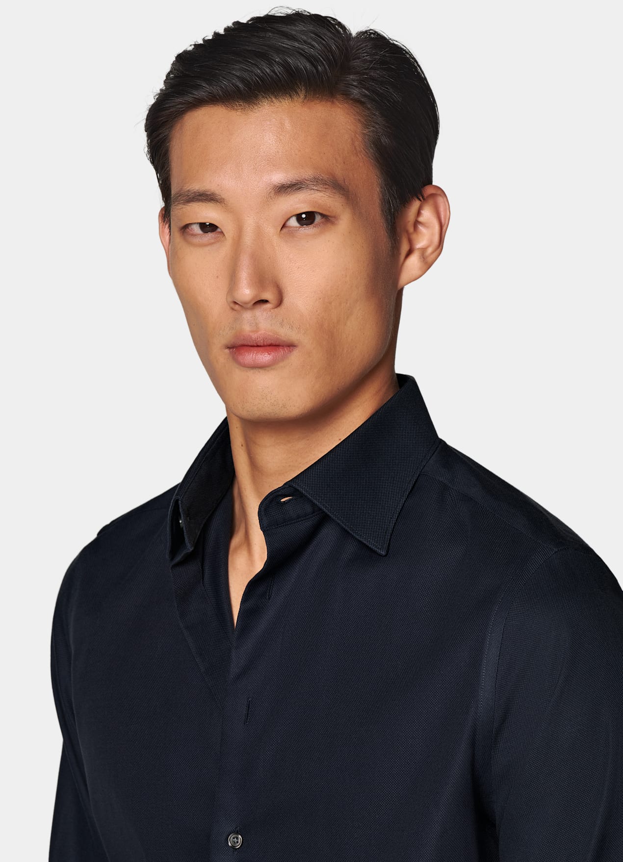 Chemise coupe ajustée en oxford royal bleu marine
