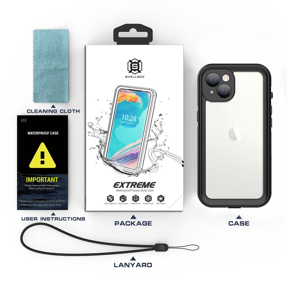 iPhone 13 Wasserfeste Outdoor Schutz Hülle (IP68) - Schwarz
