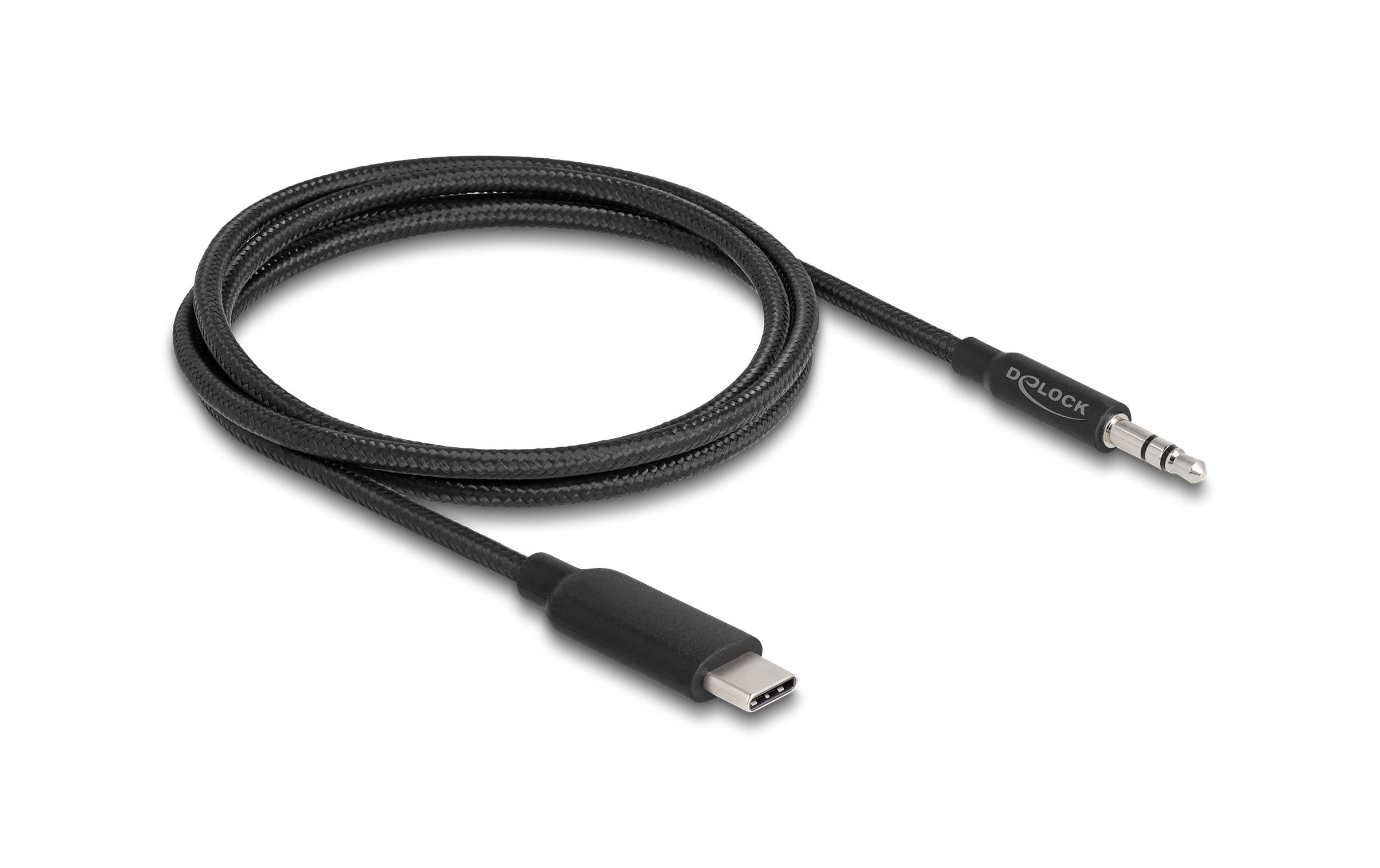 Audio-Kabel USB-C - 3.5 mm Klinke 1 mDelock Audio Stereo Kabel USB Type-C Stecker zu Klinkenstecker 3.5 mm 3 Pin 1 m schwarz